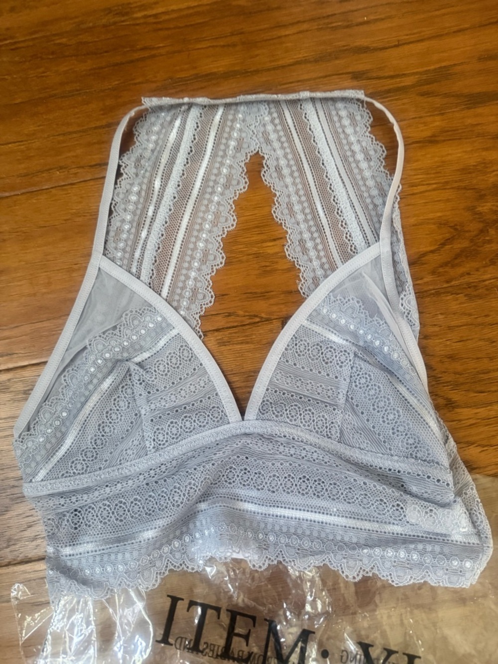 Lace Bralette Halter - Light Gray